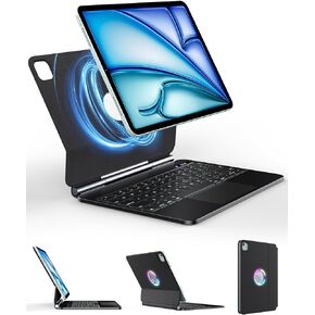 Magnetic Keyboard Case for iPad Air 11-inch (M2) 2024 & iPad Pro 11 inch 2022/2021/2020/2018, Multi-Touch Trackpad Keyboard Case for iPad Air 10.9 inch 5th/4th Gen with LED Ring Light, Black in Saudi Arabia