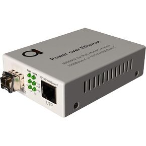 PoE Fiber Multimode LC 850nm Gigabit Ethernet Media Converter - Supplies IEEE 802.3 PoE & PoE+ PSE power & Extends Distance Over Fiber up 550m (0.34 miles) - 10/100/1000 Autosensing UTP LAN Port