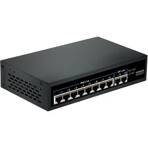 GeRRiT 10-Port POE+ Power Over Ethernet POE Switch with Metal Housing,100 Mbps Ethernet Plus Switch 8-Ports POE+ 802.3at 96w，Desktop or Wall MoUnUnt, Black, Large, HTD-08F2FBE