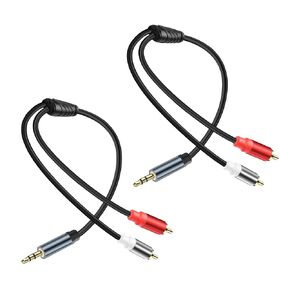 3.5mm to 2 RCA Audio Cable 1/8 to Dual RCA Adapter Audio Y Splitter Cable Gold Plated Plug 3.5mm Male Jack to 2 RCA Male Stereo Audio Cable for Tablet Laptop Headset 0.98FT(2pcs)