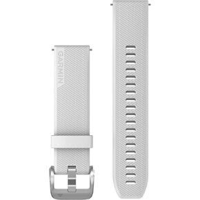 Garmin Quick Release 20 Watch Band, White Silicone with Polished Silver Hardware, (010-13114-01)