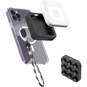 Silicone Suction Reader Case Cover,Reader Suction Cup Holder Compatiable with Square Reader for Contactless and Chip (2nd Generation),Protective Cover for Square Reader with Lanyard (Black)