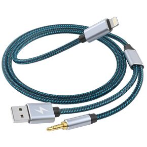 Lightning to 3.5mm Aux Cord Audio Jack 2 in 1 Charging Audio Cable Works with Car Stereo Speaker Headphone Car Charger to 3.5mm Stereo Aux Cable Compatible with 13 Pro/12/11/X/8/7 3.3FT