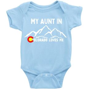 My Aunt in Colorado Loves Me Infant Romper Cotton Short Sleeve Playsuit for Baby