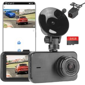 Car DVR Back Up Car Camera Rear View 2.5K Video WiFi 1440P Recorder 3" inch 1080P Dual Lens Cam Front and Rear Backup Reverse Security
