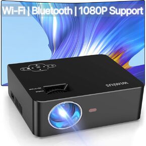 جهاز عرض WiMiUS صغير مع واي فاي وبلوتوث، جهاز عرض أفلام محمول خارجي 1080 بكسل، تكبير 50%، جهاز عرض منزلي متوافق مع PS4/PC/VGA/TV Stick/HDMI/AV/USB، للاستخدام الداخلي والخارجي in Kuwait