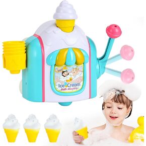 Bath Toys for Toddlers Ages 3-5,Ice Cream Foam Maker Bathtub Toy with Hooks Not Fall,Bathtub Bubble Machine Pretend Cake Play Set for Kids Boys Girls 3 4 5 Years Old