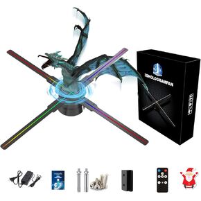 3D Hologram Fan,Hologram Fan with 700 Library Video,Animated Holographic Projector Display for Business Stores, Shops, Holidays (20.5"(APP+WIFI+Bluetooth+Remote+HD LED 2000*1444PX Resolution))