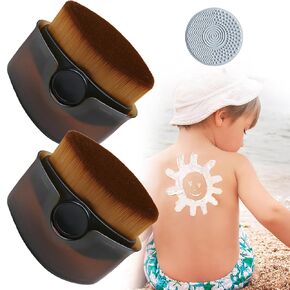 2 Pack Sunscreen Applicator for Kids, Makeup Brushes Sunblock Brush Set with Protective Caps Sun Lotion Applicator Sun Cream Brush for Kids Women