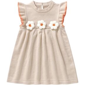 Baby Girl Dress Knit Ruffle Sleeveless Round Neck High Waist Dresses Top Outfit Spring Summer Clothes for Toddler