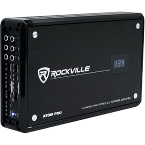 Rockville Atom P20 Marine/ATV/Car Bluetooth Amplifier 1600w Peak/440w RMS 4 Channel w/Volt Meter, Black
