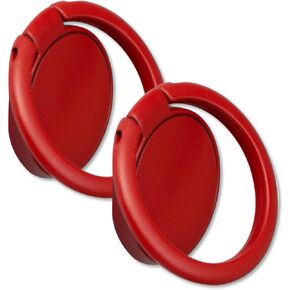 [2 Pack] Matte Finish Round Ultra-thin Cell Phone Ring Holder Stand,360 Degree Rotation and 180 Degree Adjustable Finger Ring Kickstand with Frosted Metal Phone Grip (Red)