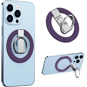 YSNZAQ Magnetic Phone Grip, Ring Holder for Wireless Charging, Adjustable Finger Ring Stand Compatible with iPhone 15/14/13/12 & Other Mobile Phone Use with Iron Ring, Black