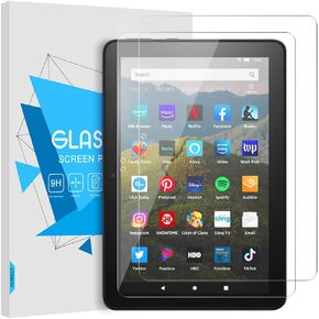 [2 Pack] TiMOVO Screen Protector Compatible with Kindle Fire HD 8 & 8 Plus 12th/10th Generation (8 Inch - 2022/2020 Released), Tempered Glass High Definition Anti-Scratch 9H Hardness Slim Film - Clear