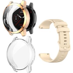 حافظة حماية للشاشة متوافقة مع Garmin Venu 2s & Vivoactive 4s Watch حافظة رفيعة مصنوعة من مادة TPU وغطاء من السيليكون ond Vivoactive 4s & Venu 2s (عبوة من 2+1، أصفر وذهبي)