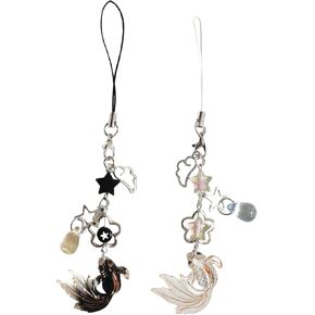 2-4 PCS Koi Fish Phone Charm Strap Anti-lost String Rope Cute Lucky Aesthetic Accessories for Headphone Case Camera