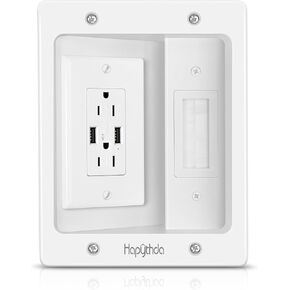 in Wall Cable Management Kit for TV, Recessed Outlet with 2AC 2USB, TV Cable Hider Wall Kit for Low Voltage Cables, Multiple Devices Hide TV Cords for Wall Mount TV, White