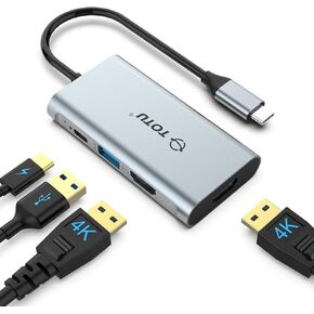 TOTU Docking Station, USB C Hub, 4 in 1 USB C to Dual HDMI Adapter with 4K HDMI Ports, 100W Power Delivery Port, USB 3.0 5Gbps Data Port for MacBook Air, MacBook Pro, Dell, Chromebook, and More