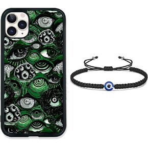 حافظة هاتف على شكل عين خضراء رائعة وسوار على شكل عين، حافظة هاتف iPhone 15 من Trippy Scary Horror Partten، تصميم مانع للانزلاق وحافظة هاتف للفتيات المراهقات والأولاد والنساء والرجال (iPhone - 15) in Kuwait