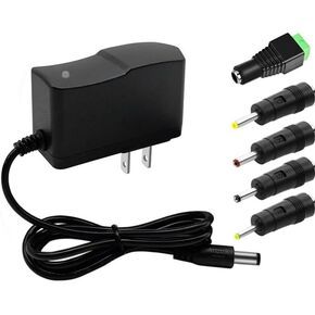 12 Volt 1 Amp Power Supply Adapter DC 12V Replacement Power Cord AC 100V-240V to DC 12V 1A Power Adapter AC/DC Transformer 5.5mm x 2.5mm Compatible with 5.5x2.1mm DC Output and More 5tips