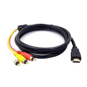 5ft/1.5m HDMI Male to 3 RCA Cable Audio Video AV Adapter Extension Code for TV HDTV DVD 1080P M/M Converter Goldplated Connector