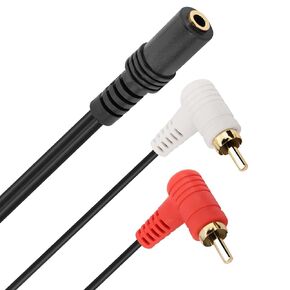 PNGKNYOCN 3.5mm to 2RCA Stereo Audio Y Cable，90 Degree RCA Male to 1/8 inch Female Audio Cord for TV,Smartphones,Tablets, Speakers,Home Theate and More(1.5M)
