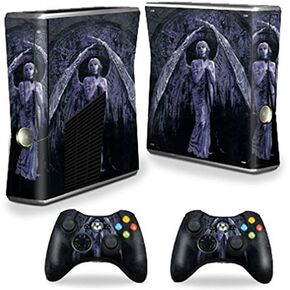 MightySkins Skin Compatible with Microsoft Xbox 360 S Slim + 2 Controller Skins wrap Sticker Skins Fantasy Angel