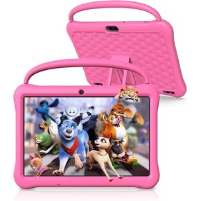 BAKEN 10.1 Inch Tablet for Kids, Android 13 Kids Tablet with Kids Case, 2GB RAM 64GB ROM, 6000mAh, Parental Control, 1280 * 800 Display, Dual Camera, WiFi, Educational Games（Pink）