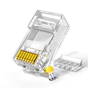100-Pack Shielded RJ45 Connectors, 2 Pieces Suit Cat6 Standard Modular Plugs for Solid or Stranded STP Cable