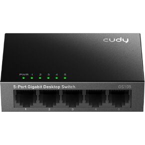 Cudy GS105 5-Port Gigabit Unmanaged Ethernet Switch, 10/100/1000Mbps RJ45 Ports, Desktop or Wall Mount, Energy Saving, Plug & Play, Fanless Metal Design