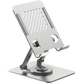 Croomi Adjustable Desktop Stand with 360 Swivel Base Aluminum, Foldable for iPad, Tablet, Mobile, E-Reader 4-12.9 Inch Silver