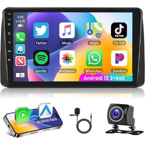 Podofo【2+64G】Car Stereo for Dodge Grand Caravan 2011-2020 for Chrysler Grand Voyager 2011-2015 with Carplay Android Auto,9 Inch IPS Touchscreen Car Radio with Bluetooth/GPS/WiFi+MIC+AHD Backup Camera