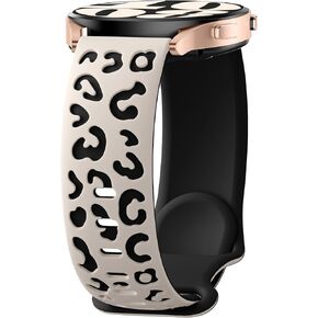 20mm Leopard Engraved Bands Compatible with Samsung Galaxy Watch 7/6/5/4 Band 40mm 44mm, Galaxy Watch 6 Classic 43mm 47mm Bands, Galaxy Watch 5 Pro 45mm/ Watch 4 Classic 42mm 46mm/ Active 2 Strap