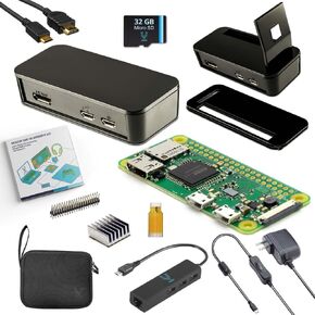 Vilros Raspberry Pi Zero W MAX Starter Kit- includes Pi Zero W Board, Mutifunction Case, 32GB MIcro SD card, USB-Ethernet Breakout and more (Black Case)