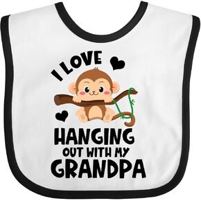 inktastic Monkey I Love Hanging Out with My Grandpa Baby Bib