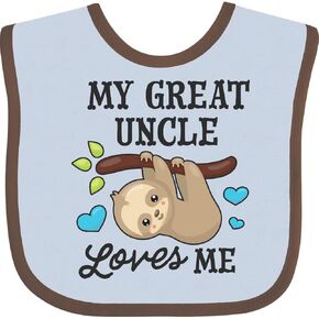inktastic My Great Uncle Loves Me with Sloth and Hearts Baby Bib