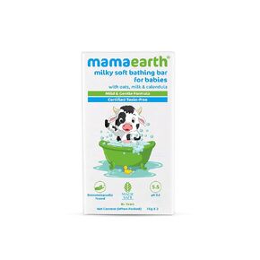 Mamaearth Milky Soft Baby Bathing Soap Bar | Gently Cleanses & Deeply Nourishes Sensitive Skin of Babies | with Oats, Milk & Calendula | SLS & Paraben Free | 2.64 Oz (75g x 2)