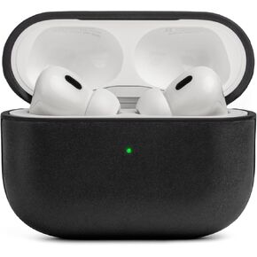 Leather Impact Airpods Pro 2nd Generation Case | Compatible with Airpods Pro Case 2nd Gen | Genuine Leather | MagSafe | Full Drop Protection | Airpod Pro Case (Black)