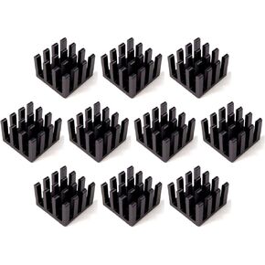Easycargo 10pcs 14mm Heatsink Kit + pre applied 3M 8810 thermal conductive adhesive tape, cooler heat sink set for cooling GPU IC Chips VRAM VGA RAM (10pcs 14x14x10mm Black)