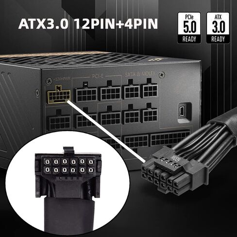 CY 12VHPWR ATX3.0 PCI-E 5.0 Power Modular Cable Male to Female Down Angled 90 Degree Extension 17cm Compatible for 3080 3090TI PSU 16Pin 12+4P Graphics Card in Saudi Arabia
