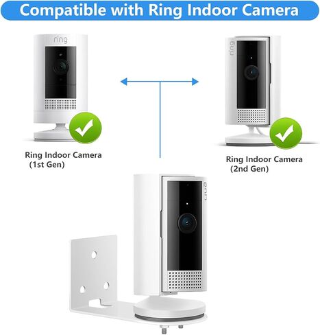 Adhesive Wall Mount for Ring Indoor Cam (2nd Gen and 1st Gen) - Metal Camera Holder, Two Installation Ways with Strong Adhesive Tape or Screws (2Pack,Black) in Saudi Arabia