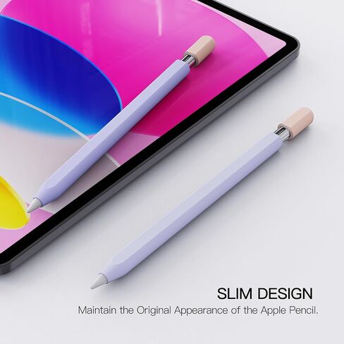 حافظة PZOZ متوافقة مع قلم Apple Pencil USB-C المغناطيسي وواقي القلم السيليكون iPencil Grip غطاء حامل الجلد لجهاز iPad Mini 6th، Air 4th 5th، Pro 11 12.9 (أرجواني) in Kuwait