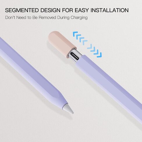 حافظة PZOZ متوافقة مع قلم Apple Pencil USB-C المغناطيسي وواقي القلم السيليكون iPencil Grip غطاء حامل الجلد لجهاز iPad Mini 6th، Air 4th 5th، Pro 11 12.9 (أرجواني) in Kuwait