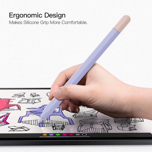 حافظة PZOZ متوافقة مع قلم Apple Pencil USB-C المغناطيسي وواقي القلم السيليكون iPencil Grip غطاء حامل الجلد لجهاز iPad Mini 6th، Air 4th 5th، Pro 11 12.9 (أرجواني) in Kuwait