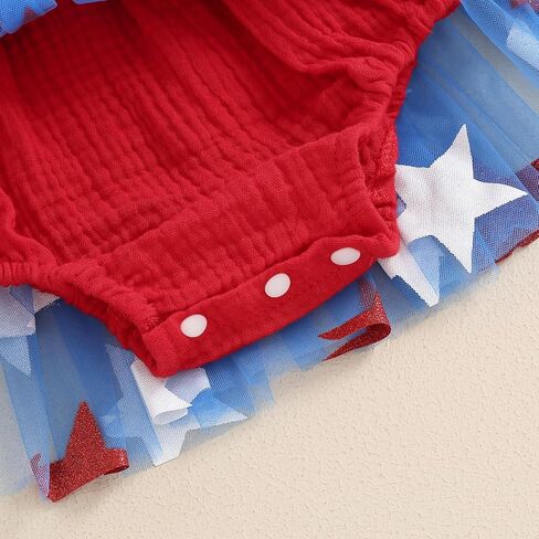 Canrulo 4th of July Baby Girl Summer Outfit American Flag Print Romper Dress Sleeveless Cotton Linen Bodysuit Headband Set in Saudi Arabia