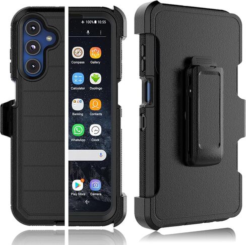 Tekcoo Case for Galaxy A15 5G with [Built-in Screen Protector] Holster Locking Belt Clip [Military Grade 12FT Drop Tested] Full Body Carrying Kickstand Cover for Samsung Galaxy A15 5G - Black in Saudi Arabia
