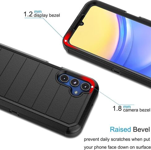 Tekcoo Case for Galaxy A15 5G with [Built-in Screen Protector] Holster Locking Belt Clip [Military Grade 12FT Drop Tested] Full Body Carrying Kickstand Cover for Samsung Galaxy A15 5G - Black in Saudi Arabia