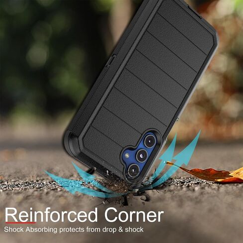 Tekcoo Case for Galaxy A15 5G with [Built-in Screen Protector] Holster Locking Belt Clip [Military Grade 12FT Drop Tested] Full Body Carrying Kickstand Cover for Samsung Galaxy A15 5G - Black in Saudi Arabia