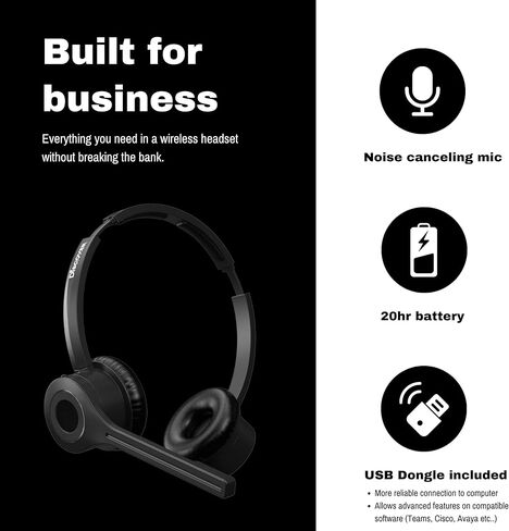 Discover Adapt 20 Bluetooth UC Wireless Headset for Calls and Meetings | TAA Compliant | Compatible with RingCentral, Zoom, Teams, Cisco, Avaya, GoTo and More (Dual Speaker) in Saudi Arabia