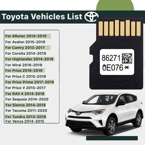 أحدث بطاقة SD للملاحة من Toyota لعام 2024 0E076، أداء احترافي، ترقية بيانات خريطة GPS الخاصة بك للولايات المتحدة الأمريكية/كندا، تناسب RAV4/Camry/Highlander/Corolla/Tacoma/Avalon، إلخ in Kuwait